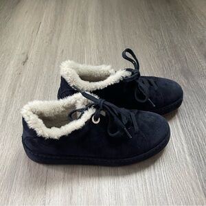 Loro Piana Kids Shearling-Lined Suede Sneaker Navy Size 31 (US 13) Made in Italy